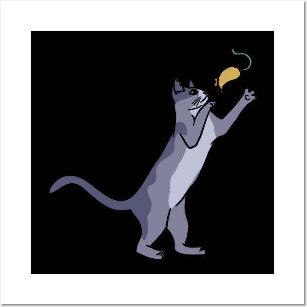 A cute cat playing with a mouse Wall Art by theanimaldude